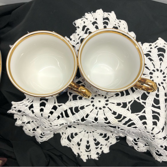 Rare Slovakia Delores MZ Bohemia Porcelaine Violet Lustreware Gold Teacup Set - Picture 13 of 15